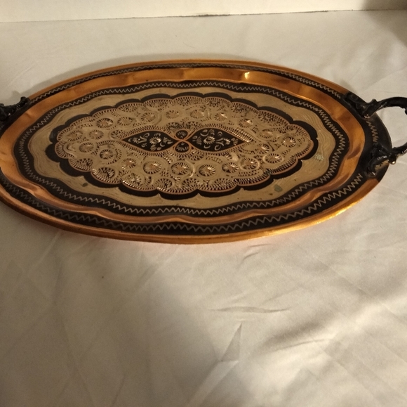 Vintage Other - Authentic vintage Hand CARVED OUT Copper Hand Made OVAL TRAY